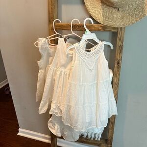 Set of toddler girl white dresses